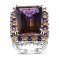 St.Paricks Day Deal AAA Anahi Ametrine, Multi Gemstone Ring in Platinum Over Sterling Silver (Size 10.0) (Del. in 10-12 Days) 28.60 ctw - Sticky add to cart bar