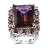 St.Paricks Day Deal AAA Anahi Ametrine, Multi Gemstone Ring in Platinum Over Sterling Silver (Size 10.0) (Del. in 10-12 Days) 28.60 ctw