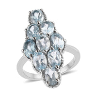 Sky Blue Topaz Elongated Ring in Stainless Steel (Size 11.0) 5.20 ctw