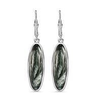 Siberian Seraphinite Lever Back 9.30 ctw Earrings in Platinum Over Sterling Silver