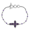Karis African Amethyst Cross Bracelet in Platinum Bond (6.50-8.00In) 4.40 ctw - Sticky add to cart bar