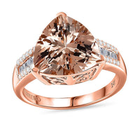 Luxoro 14K Rose Gold AAA Morganite, Natural Pink and White Diamond (I2-I3) (0.20 cts) Ring (Size 7.0) (4.75 g) 5.40 ctw