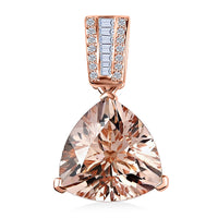 Luxoro 14K Rose Gold AAA Marropino Morganite, I2-I3 Natural Pink and White Diamond Pendant 5.10 ctw