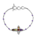 Karis Multi Gemstone Cross Bracelet in Platinum Bond (6.50-8.00In) 4.50 ctw - Sticky add to cart bar