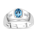 Luxoro 10K White Gold Premium Santa Maria Aquamarine and G-H I2 Diamond Men's Ring (Size 10.0) 0.65 ctw (Del. in 10-12 Days) - Sticky add to cart bar
