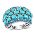 Premium Sleeping Beauty Turquoise and Malgache Neon Apatite Ring in Platinum Over Sterling Silver (Size 10.0) 4.00 ctw - Sticky add to cart bar