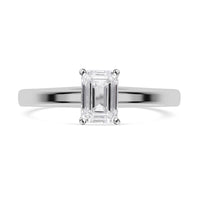 IGI Certified 14K White Gold Emerald Cut Luxuriant Lab Grown Diamond (F, VS) Solitaire Ring (Size 8.0) 1.00 ctw