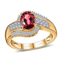 Luxoro 14K Yellow Gold AAA Ouro Fino Rubellite, Diamond (G-H, I2) (0.25 cts) Bypass Ring (Size 10.0) (4.85 g) 1.55 ctw