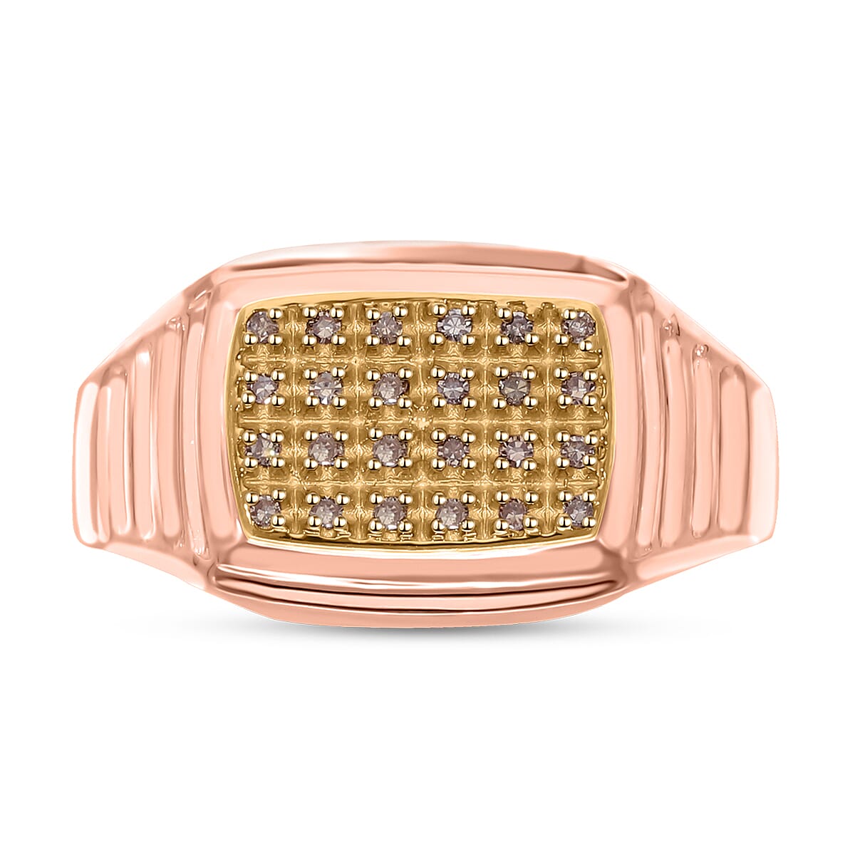 Natural Champagne Diamond Ring in Vermeil RG Over Sterling Silver (Size 10.0) 0.15 ctw