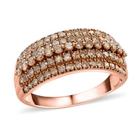 Luxe Multi Row Champagne Diamond Band Ring