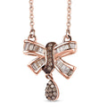 Natural Champagne Diamond Bow Necklace 18-20 Inches in Vermeil Rose Gold Over Sterling Silver 0.33 ctw - Sticky add to cart bar