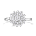 Diamond Floral Ring in Platinum Over Sterling Silver (Size 8) 0.50 ctw - Sticky add to cart bar