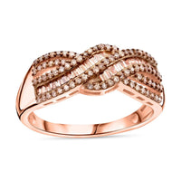 Natural Champagne Diamond Royal Ring in Vermeil Rose Gold Over Sterling Silver