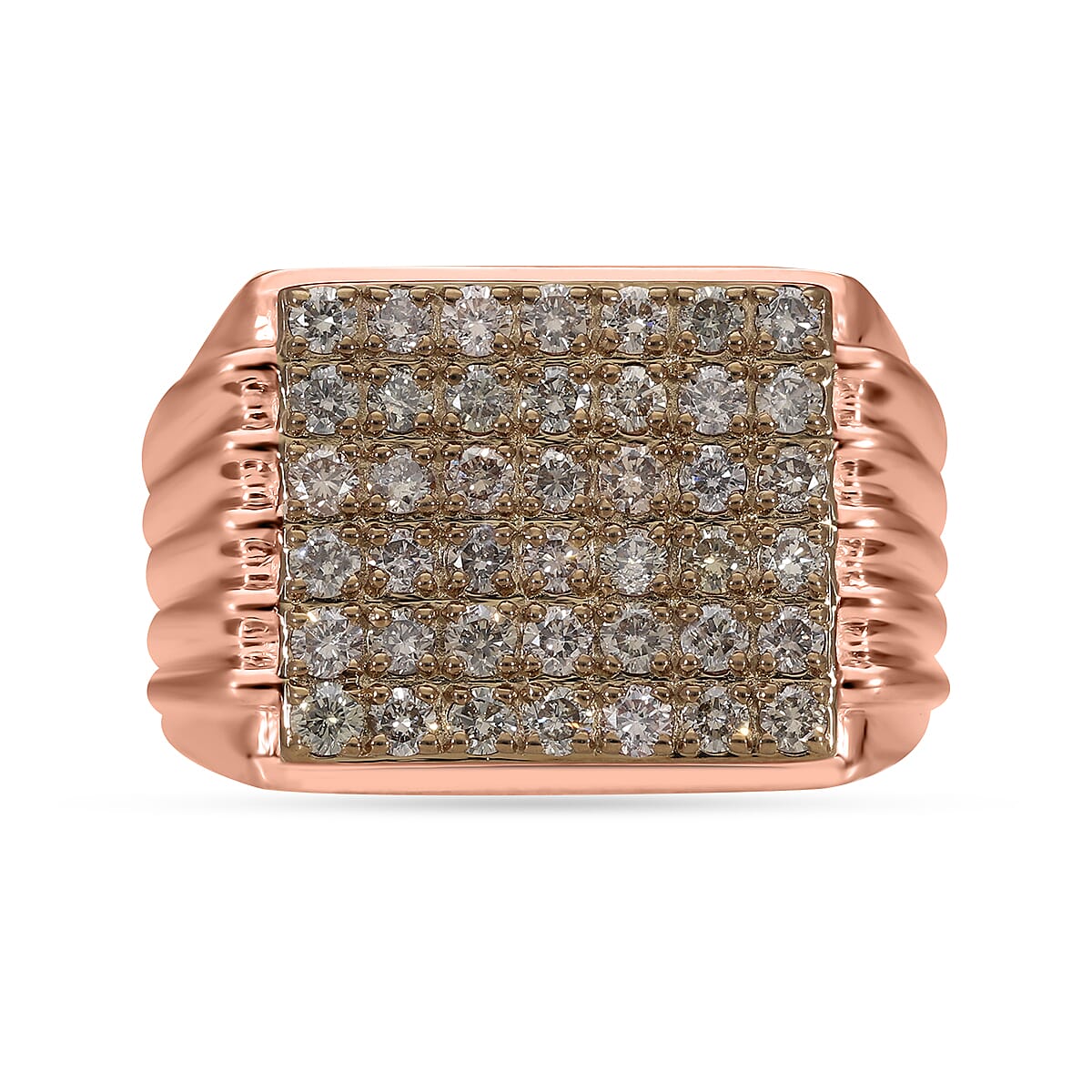 Natural Champagne Diamond Ring in Vermeil Rose Gold Over Sterling Silver (Size 9.0) 1.50 ctw (1)
