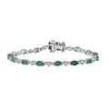 Kagem Zambian Emerald, White Zircon Bracelet in Platinum Over Sterling Silver (6.50 In) 3.75 ctw - Sticky add to cart bar
