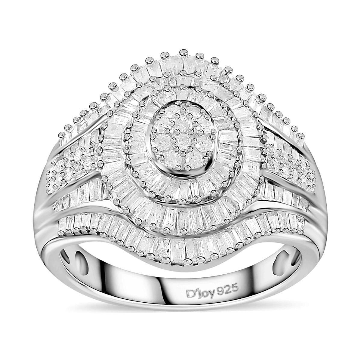 Diamond Ring in Platinum Over Sterling Silver (Size 7) 1.00 ctw