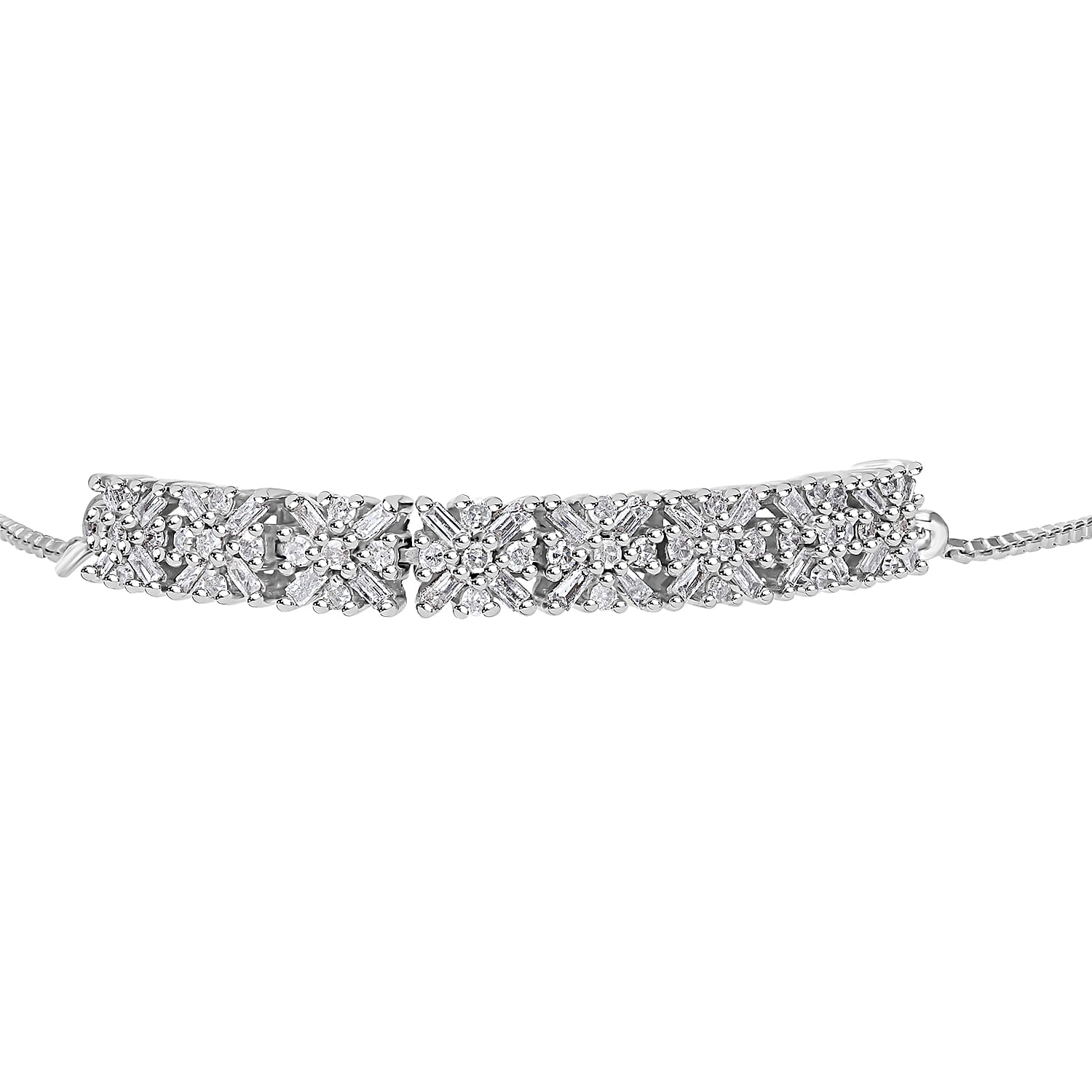 Adjustable Diamond Bracelet in Platinum Over Sterling Silver 0.50 ctw  0.50 ctw