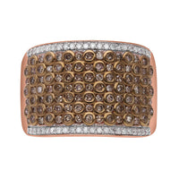 Natural Champagne and White Diamond Ring in Vermeil RG Over Sterling Silver (Size 10.0) 1.00 ctw