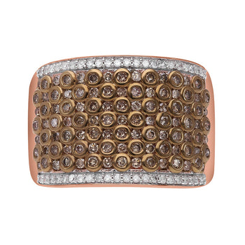 Natural Champagne and White Diamond Ring in Vermeil RG Over Sterling Silver (Size 10.0) 1.00 ctw - Product card gallery slide 1 (10177405026617)