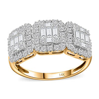 14K Yellow Gold I2-I3 White Diamond Cluster Ring 1.00 ctw