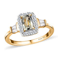 AAA Turkizite and White Zircon Halo Ring in Vermeil Yellow Gold Over Sterling Silver 1.15 ctw (Del. in 10-12 Days) - Sticky add to cart bar