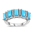 Sleeping Beauty Turquoise and White Zircon Ring in Platinum Over Sterling Silver (Size 10.0) 1.85 ctw - Sticky add to cart bar