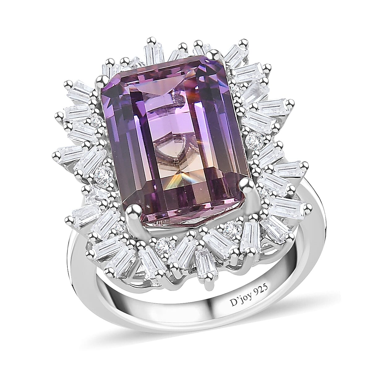 AAA Anahi Ametrine and White Zircon Ring in Platinum Over Sterling Silver (Size 6.0) 10.00 ctw