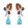 Sleeping Beauty Turquoise and Multi Gemstone Earrings in Platinum Over Sterling Silver 3.40 ctw - Sticky add to cart bar