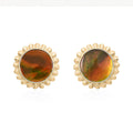 Certified & Appraised Luxoro 10K Yellow Gold AAA Canadian Ammolite Stud Earrings - Sticky add to cart bar