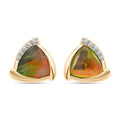 Certified & Appraised Luxoro 10K Yellow Gold AAA Canadian Ammolite and G-H I2 Diamond Earrings 0.10 ctw - Sticky add to cart bar