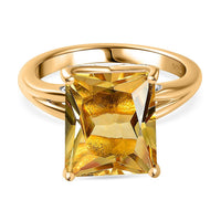 Brazilian Citrine and White Zircon 5.71 ctw Ring in Vermeil Yellow Gold Over Sterling Silver (Size 11.5)