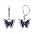 Venice Blue Diamond I1-I2 and White Diamond Butterfly Earrings in Platinum Over Sterling Silver 0.50 ctw - Sticky add to cart bar
