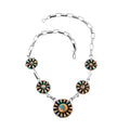 Santa Fe Style Spiny Turquoise Necklace 16 Inches in Sterling Silver 451.50 ctw - Sticky add to cart bar