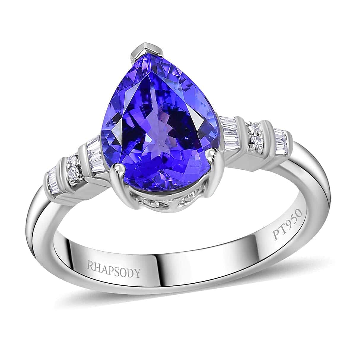 Rhapsody 950 Platinum AAAA Tanzanite, Diamond  (E-F, VS) Ring (Size 6.0) (6.10 g) 2.80 ctw