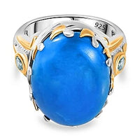 Opalina and Swiss Blue Topaz 13.75 ctw Fancy Ring in Sterling Silver (Size 6.5)