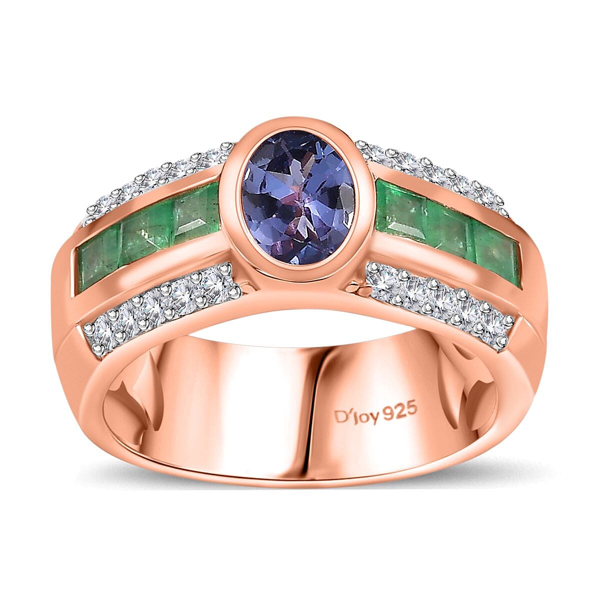 Tanzanite, Multi Gemstone Ring in Vermeil RG Over Sterling Silver (Size 10.0) 2.00 ctw