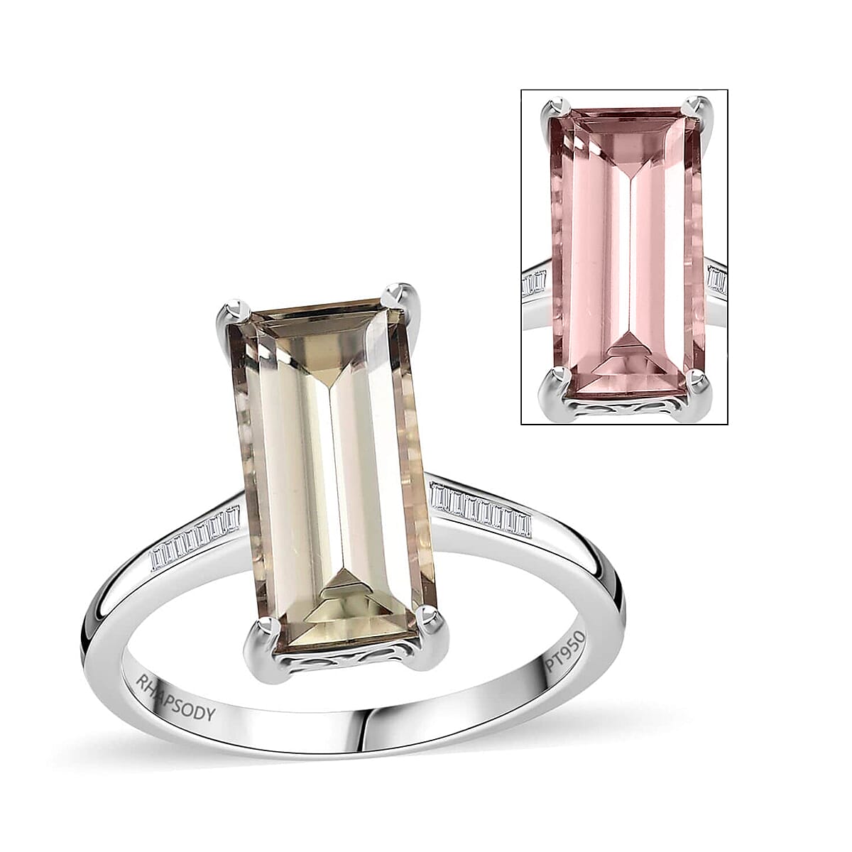 Rhapsody 950 Platinum AAAA Turkizite, Diamond (E-F, VS) Ring (Size 10.0) (4.75 g) 5.00 ctw