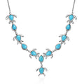 Sleeping Beauty Turquoise Turtle Necklace 18-20 Inches in Platinum Over Sterling Silver 8.50 ctw - Sticky add to cart bar