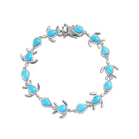 Sleeping Beauty Turquoise Turtle Bracelet in Platinum Over Sterling Silver (7.25 In) 8.90 ctw