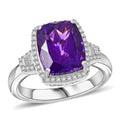 Luxoro 10K White Gold AAA Moroccan Amethyst, Diamond (G-H, I2) Ring (Size 9.0) 5.90 ctw - Sticky add to cart bar