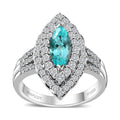 Certified & Appraised Rhapsody 950 Platinum AAAA Paraiba Tourmaline and E-F VS Diamond Double Halo Ring (Size 8.0) 10.38 Grams 2.25 ctw - Sticky add to cart bar