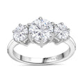 Moissanite (Rnd 7mm) 3 Stone Ring in Platinum Over Sterling Silver (Size 5.0) 2.00 ctw - Sticky add to cart bar