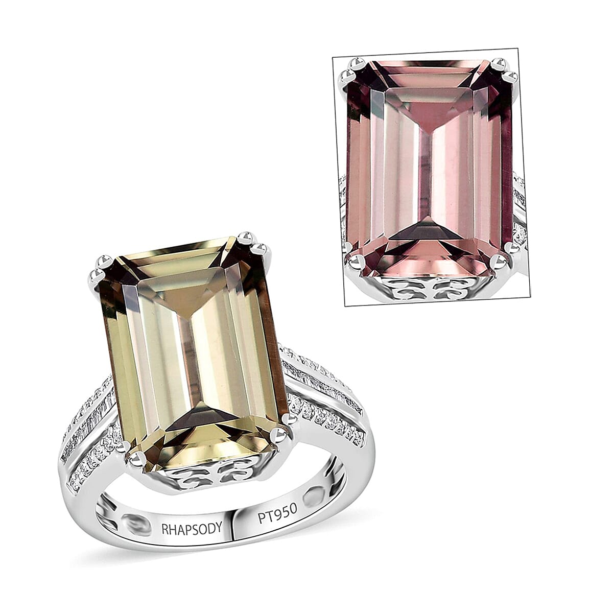 Doorbuster Certified & Appraised Rhapsody AAAA Turkizite and E-F VS2 Diamond 10.65 ctw Ring in 950 Platinum 8.60 Grams