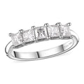Moissanite 5 Stone Ring in Platinum Over Sterling Silver (Size 10.0) 0.75 ctw - Sticky add to cart bar