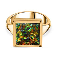 Lab Created Black Opal 2.45 ctw Ring in Vermeil Yellow Gold Over Sterling Silver (Size 10)