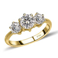 Moissanite 3 Stone Ring in Platinum Over Sterling Silver (Size 10) 1.75 ctw - Sticky add to cart bar
