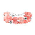 Cherry Quartz 2 Row Beaded Bracelet in Silvertone (7.0-9.0In) 153.20 ctw - Sticky add to cart bar