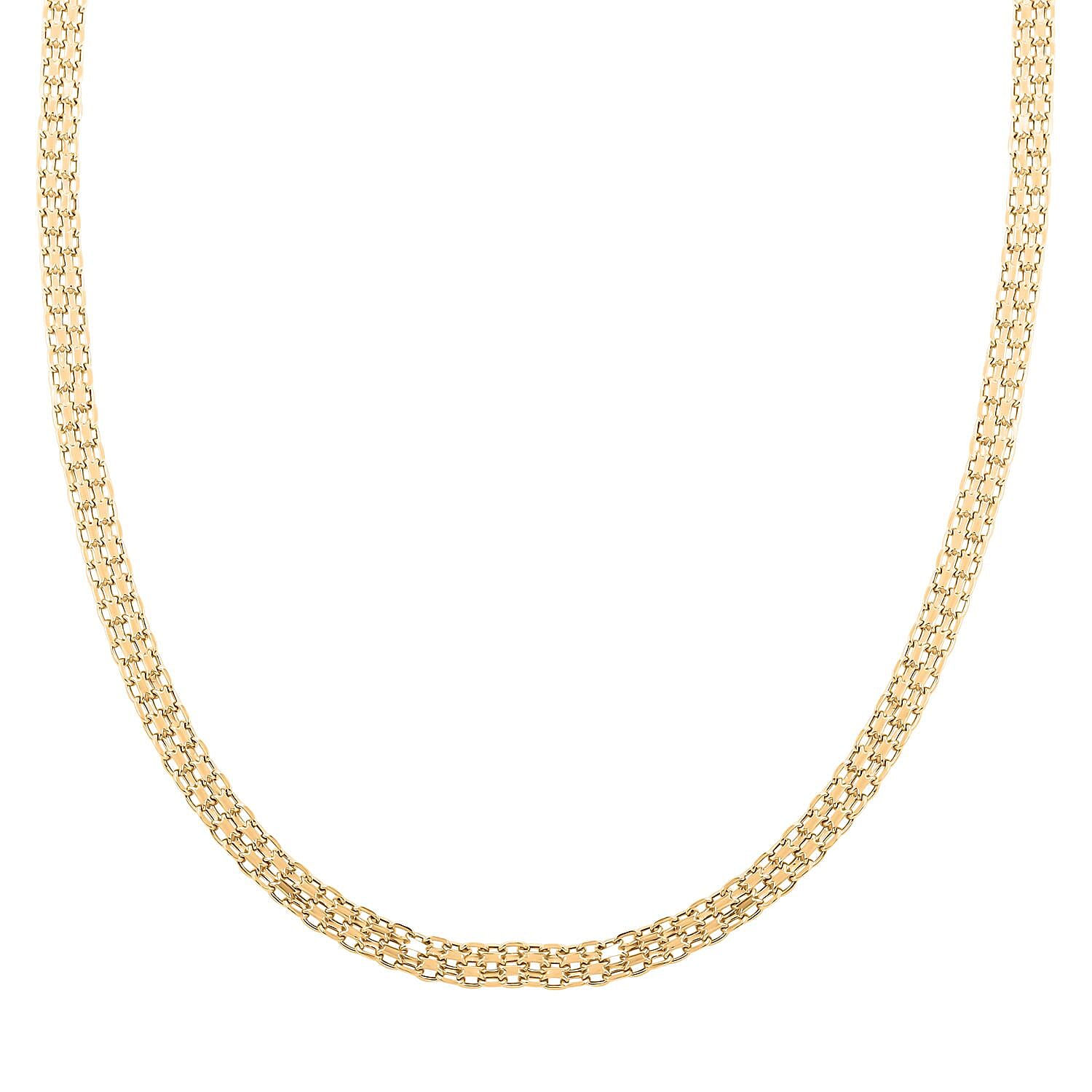 Italian 10K Yellow Gold 2 Strand Bismark Chain Necklace 20 Inches 5.20 Grams