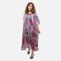 Winlar Pink Tribal Satin Maxi Kaftan - One Size Fits Mostc (Ships in 7 Business Days)
