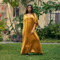 Winlar Gold Satin Maxi Kaftan with Waist Tie - One Size Fits Most - Sticky add to cart bar